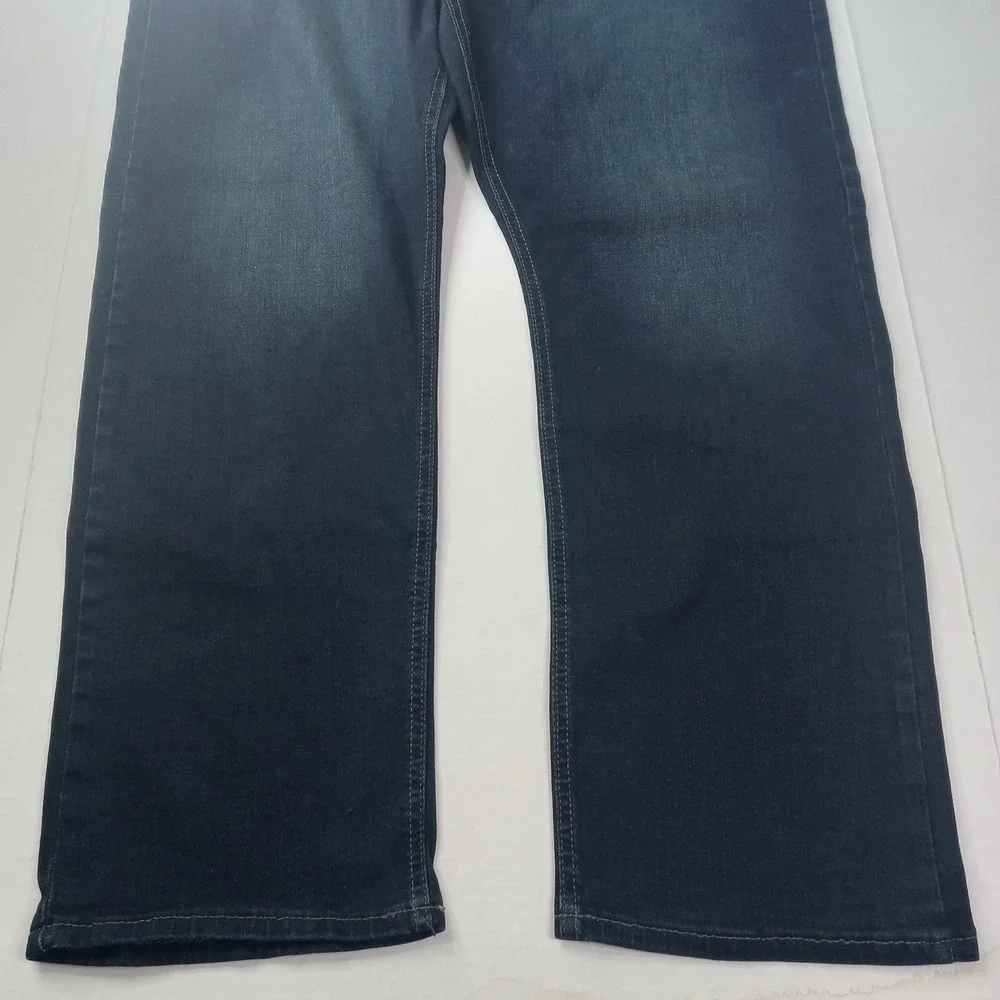 Wrangler Premium 5 Star Straight Fit Jeans Men's 42x30 Blue Stretch